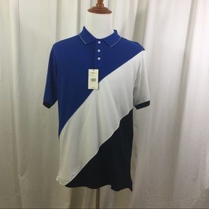 Men’s Sunriver Golf Shirt-NWT-Blue Black White MED